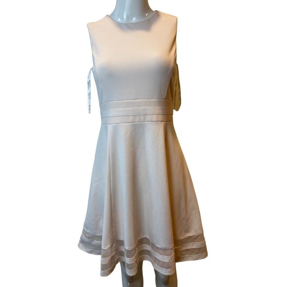 Calvin Klein Women Fit & Flare Dress Illusion Mesh Trim CT9C112C Pink Size 4P - Picture 3 of 10